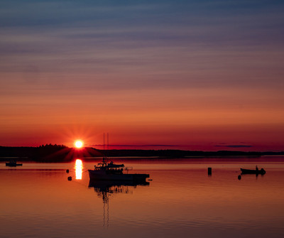 Lubec harbor at sunset